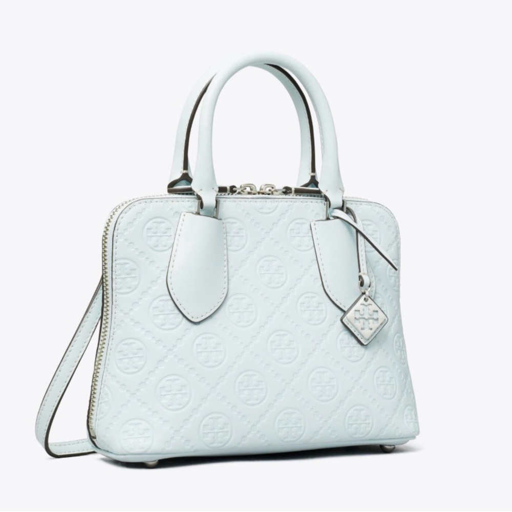 Tory Burch Pale Blue Embossed Leather Satchel